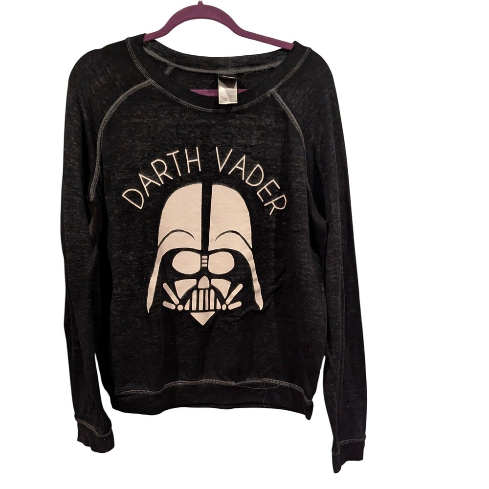 Star Wars Darth Vader Graphic Crewneck Burnout Black‎ Pullover - Large